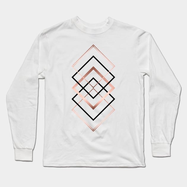 Art Deco Geometric Diamonds Long Sleeve T-Shirt by FrancinesWorkshop